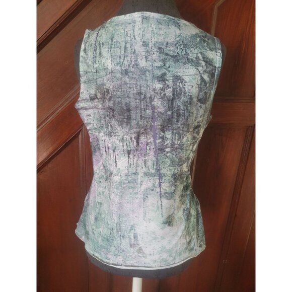 Coldwater Creek Sleeveless Abstract Layered Ruffle Tank Top S Polyester Womens - Picture 3 of 7